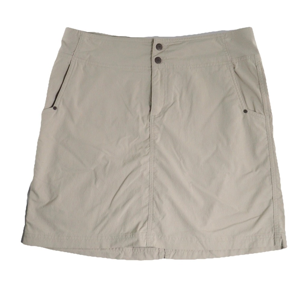 Royal Robbins Skirt Womens M Beige Straight Pencil Short Skort Zip Pockets Slit